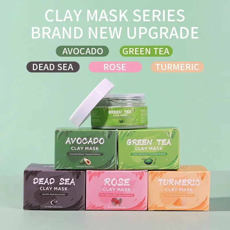 Turmeric Green Tea Rose Avocado Clay Mud s Moisturizing Removal Blackhead Whitening Face Mud Skin Care