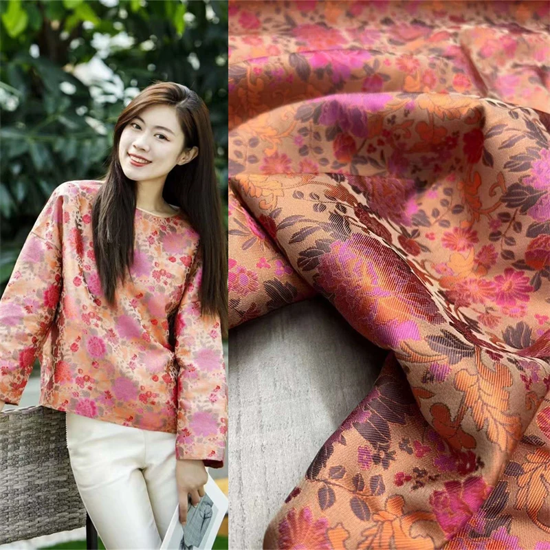 Chinese Intangible Cultural Heritage Silk New Song Brocade 100% Mulberry Silk Luxury Dress Jacket Vest Pure Silk Brocade Fabric