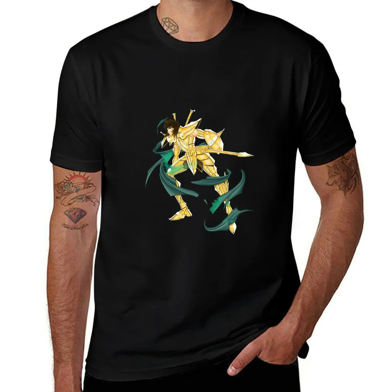 

100% Cotton T-Shirt Artsy Custom Print Graphic Classic Fit for Summer Saint Seiya Gold Saint Knights of the Zodiac Libra Dokho