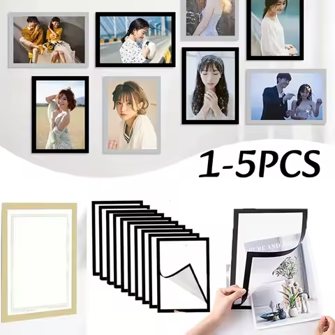 1-5pc Magnetic Wall Frame A4/A6 Self Adhesive No Punch Display Frame Wall Poster Frame Art Wall Sticker Frame Home Office Decor