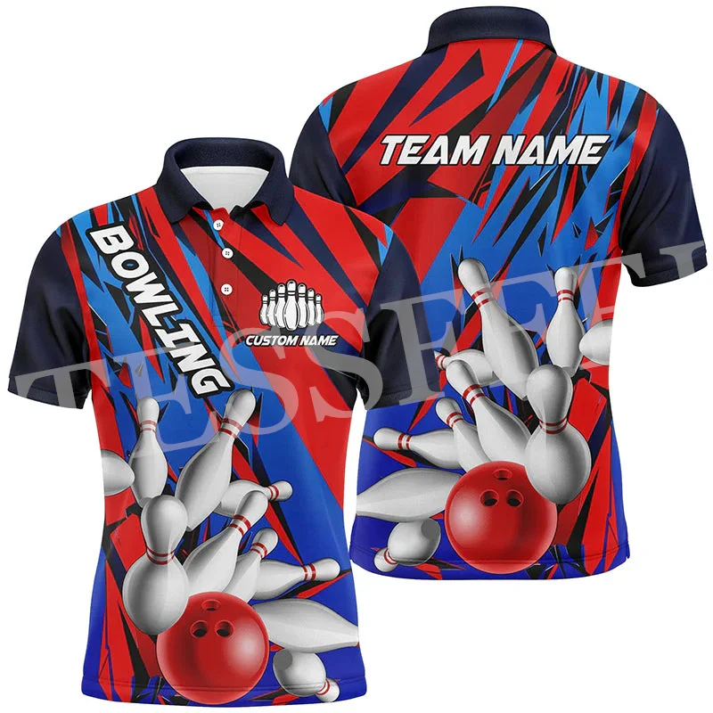 Custom Name Bowlings Ball Sports Tattoo Retro Graffiti Vintage 3DPrint Summer Funny Harajuku Polo Jersey Shirts Short Sleeves 19