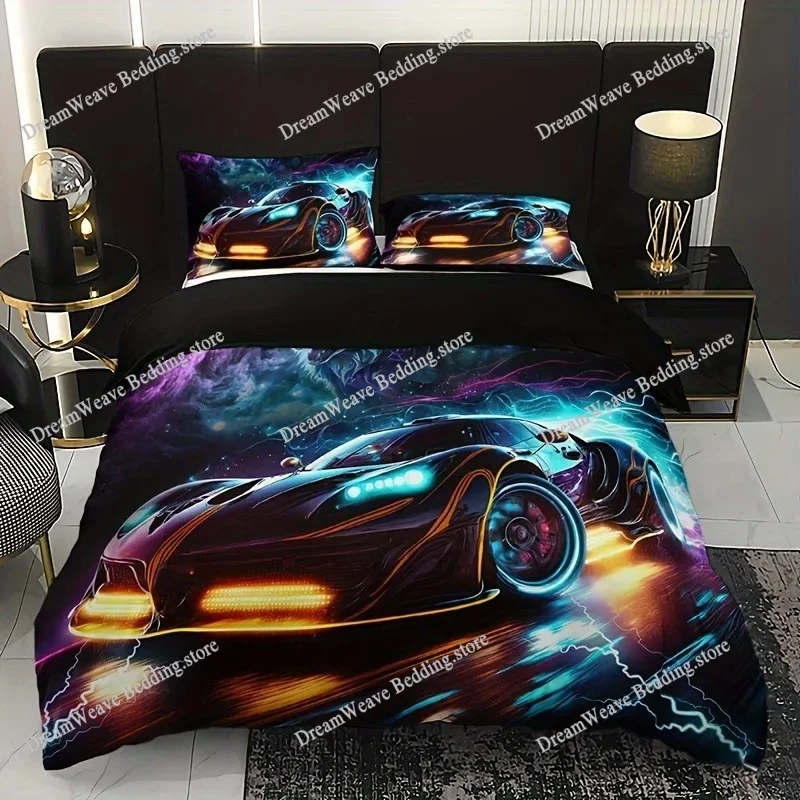 

3D Print Racing Car Bedding Set Boys Girls Twin Queen King Size Duvet Cover Pillowcase Bed Boys Adult Home Textileextile