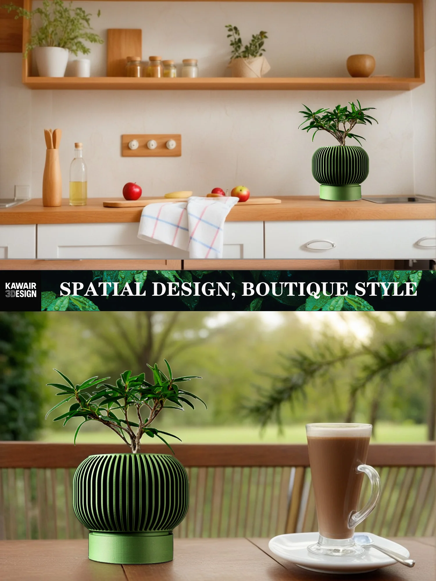 أصيص نباتات عصري بسيط مطبوع ثلاثي الأبعاد - أصيص زهور قابل للتحلل الحيوي لديكور المنزل، هدية مستدامة صديقة للبيئة (Yuso) #4