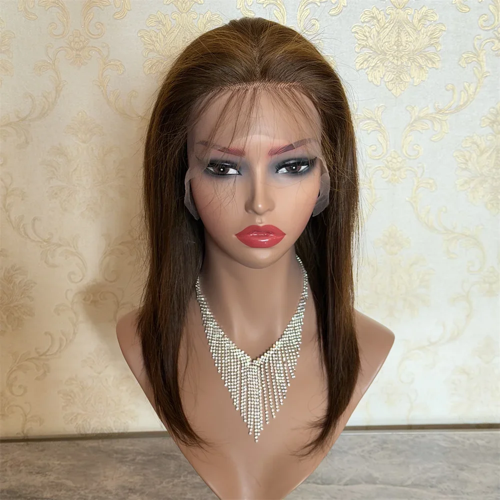 

Highlight Blond straight 14inch Human Hair Wig 150 Density 5x5 Lace Front with Baby Hair Pre-Plucked Soft Wig
