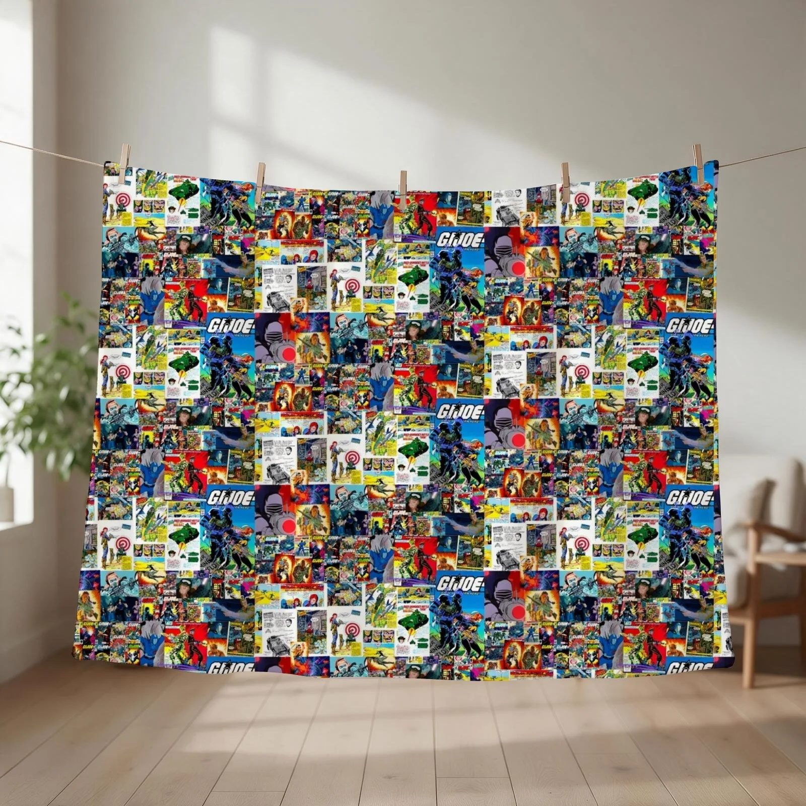 GI Joe in collage form Throw Blanket warm for winter Soft Plush Plaid Bed linens Blankets For Baby Blankets