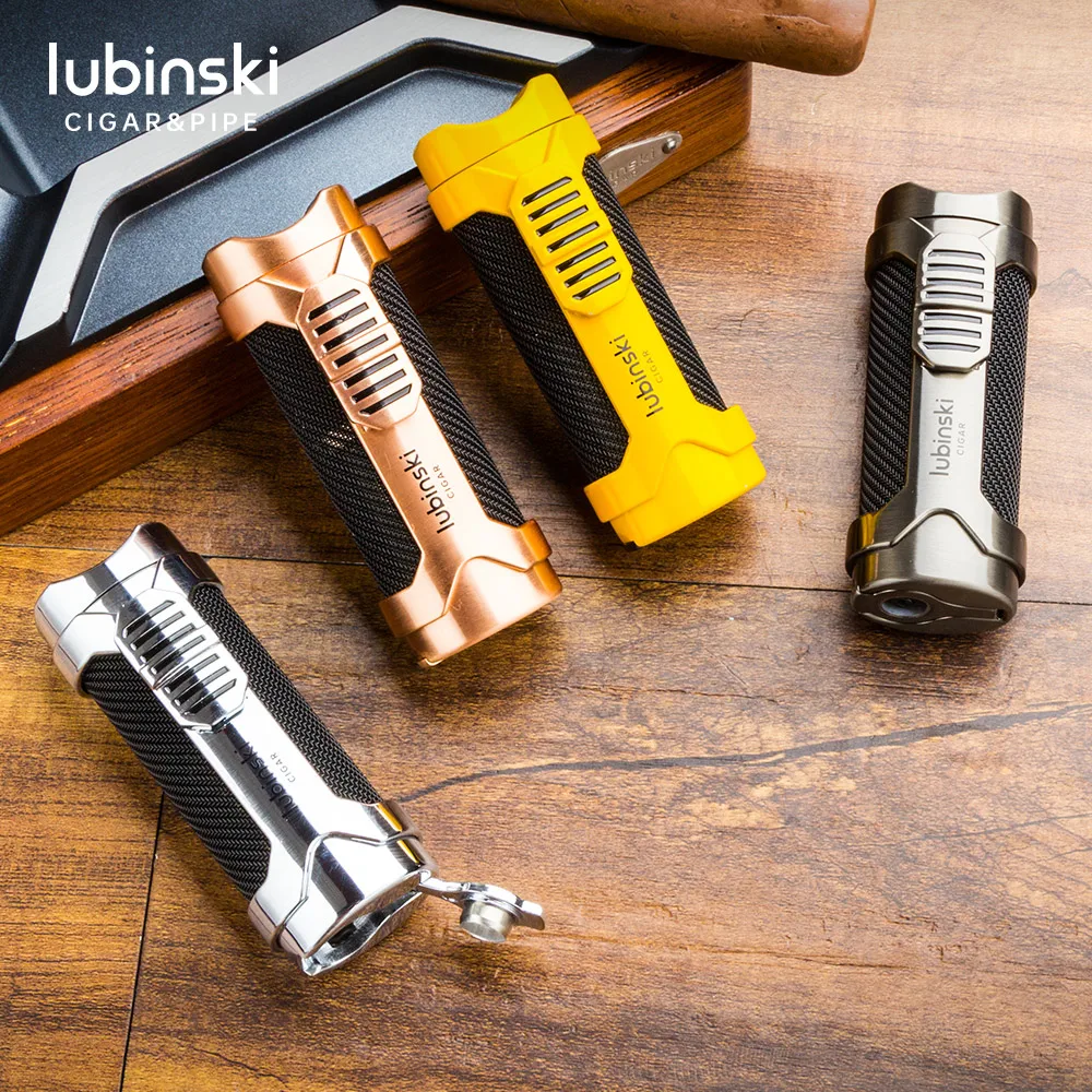 Lubinski YJA-10042 Luxury Mesh Cigar Lighter Single Blue Flame Multi-functional Cigar Holder
