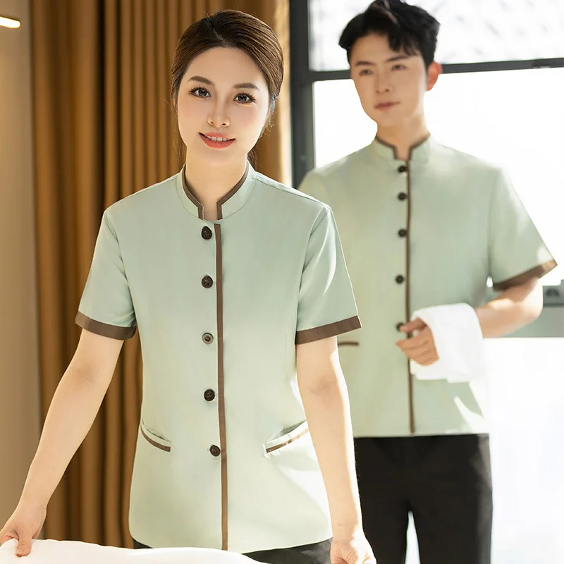 

Short Sleeve Cleaning Uniform for Hotel Room Attendant Summer Wear Property Hospital Mall Sanitation Worker Uniform