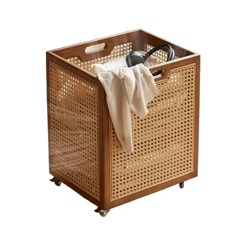 Solid wood hanger, bedroom floor rack, living room clothes rack, household removable with dirty clothes basket, coat rack
