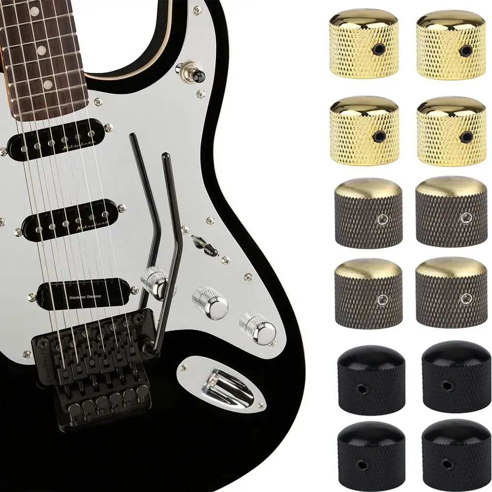 

4Pcs Metal Guitar Knobs Volume Tone Control Knobs Dome Knobs for Fender Telecaster Gibson Les Paul Electric Guitar Bass