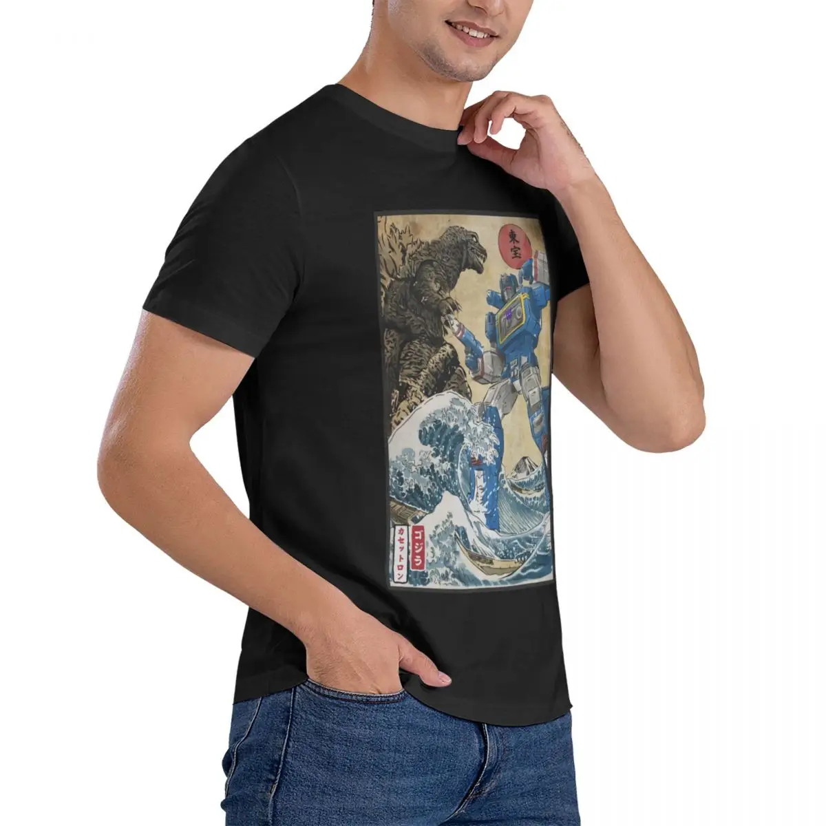 King Of The Monster Vs Soundwave Godzillaed Transformation Printed T-Shirt Funny Mens Short Sleeve Loose Oversized Tees