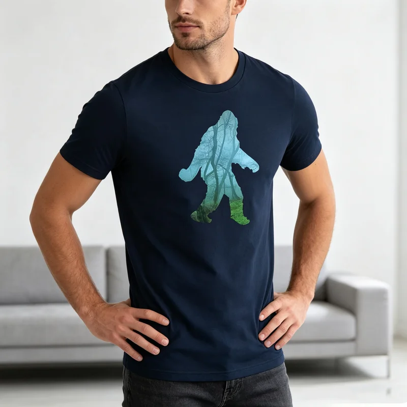 Outdoor Hunting Graphic Tees - Camiseta vintage Sasquatch Bigfoot com silhueta