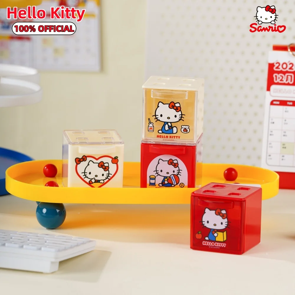 Genuine Hello Kitty Mini Storage Cube Sanrio Stack‑Able Drawer Dust‑Proof Box For Stationery Toy Sticker Small Items Organizer view 6
