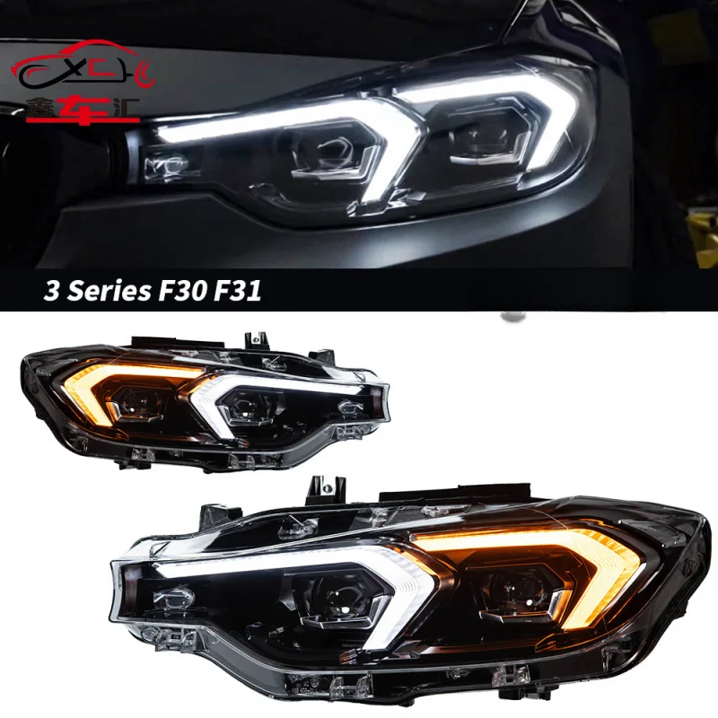 

Для BMW 3 серии F30 2012-2019 годов выпуска: комплект фар с обновленными светодиодными линзами и дневными ходовыми огнями.