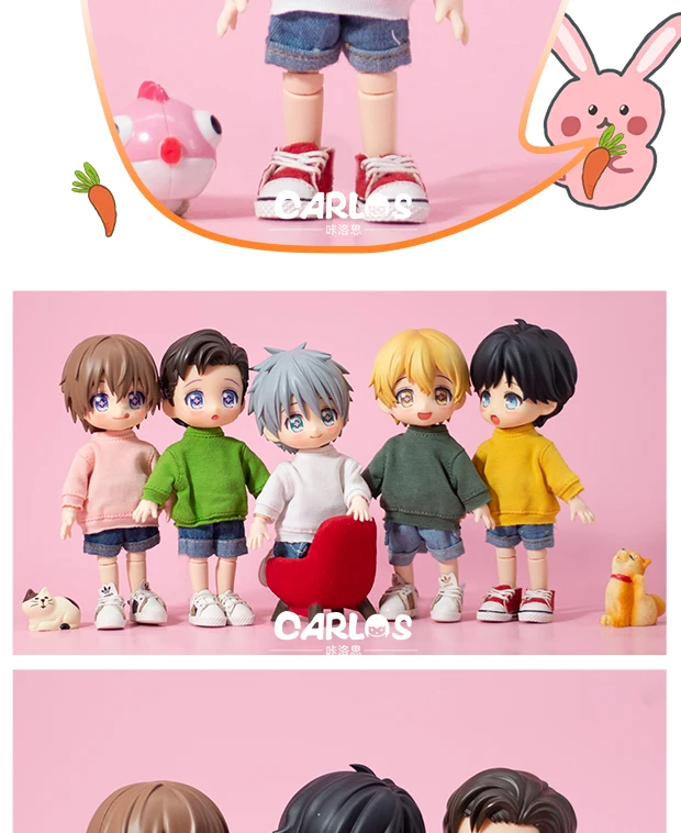 Ob11 Puppen kleidung einfarbig gestreiftes Hoodie-T-Shirt mit langen Ärmeln Zubehör für bjd, gsc, obitsu11, molly, ymy, p9, gsc – Detail 4