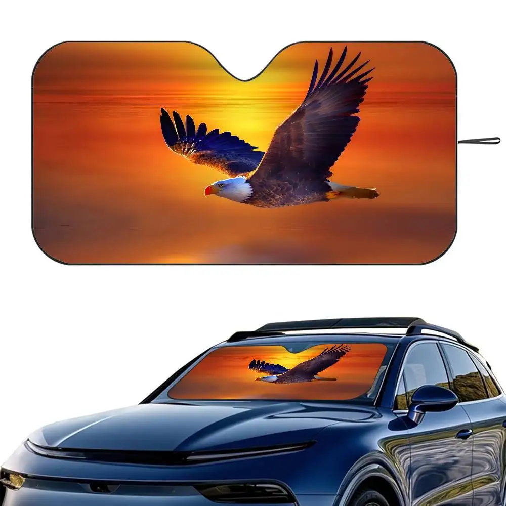 Eagle Animal Bald Eagle Car SunShade Windshield Foldable Three-layer Insulation Sunshade By Suction Cup Blocks UV Rays Sun