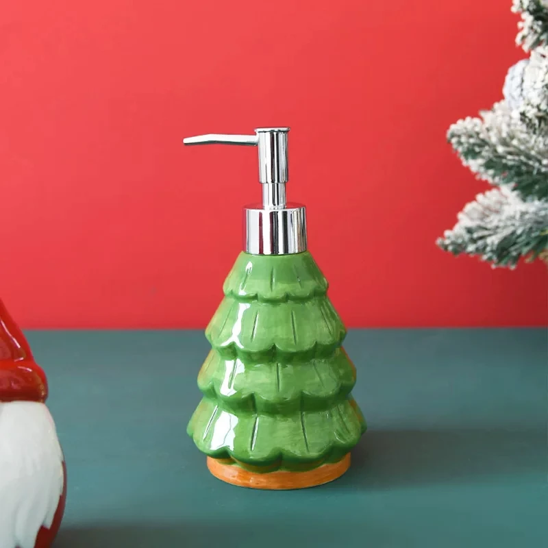 Christmas series ceramic bath bottle detergent soap liquid bottle hand sanitizer pressing bottle integrated cleaning points