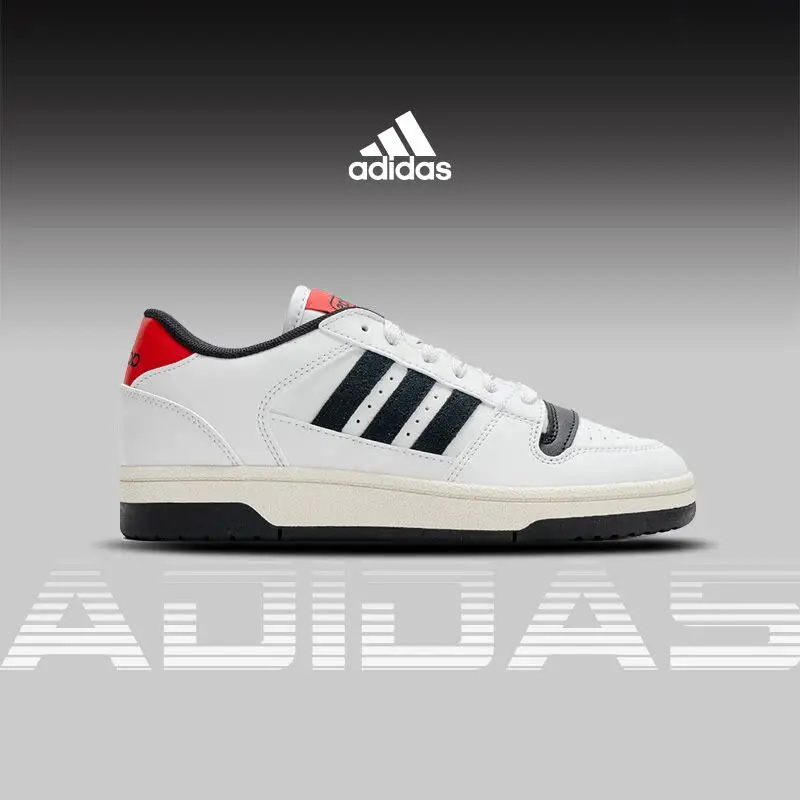 Adidas Low Top Skateboarding Sneakers KK1283 Synthetic Leather Upper Casual Retro Skate Shoes White Black Red