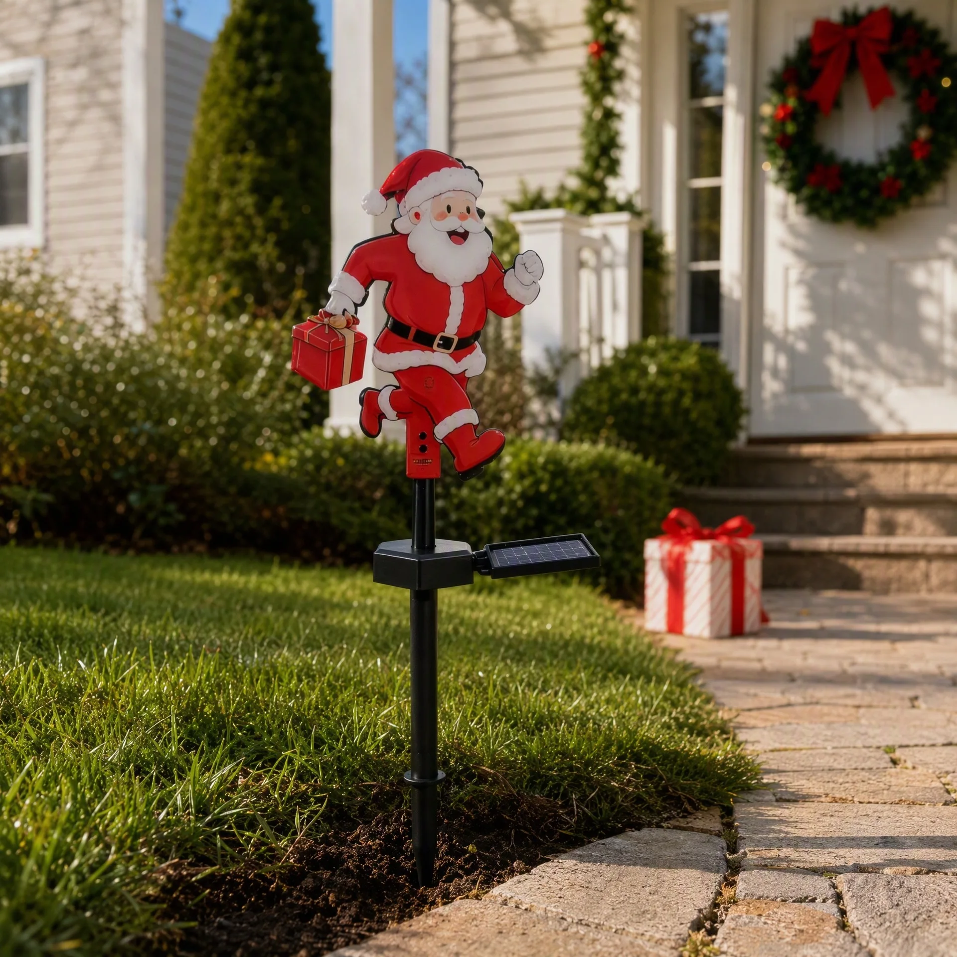 Solar Garden Light Dusk To Dawn - Christmas Lights Outdoor Solar Santa Claus