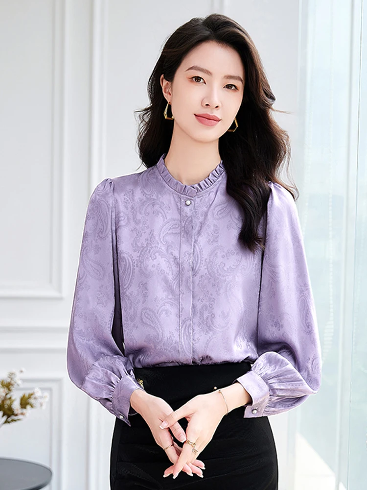 

QOERLIN Leisure Style Fashion Chiffon Shirt Women's Clothing Sales Autumn New Chic Blouse OL Top Lady Elegant Versatile Slimming