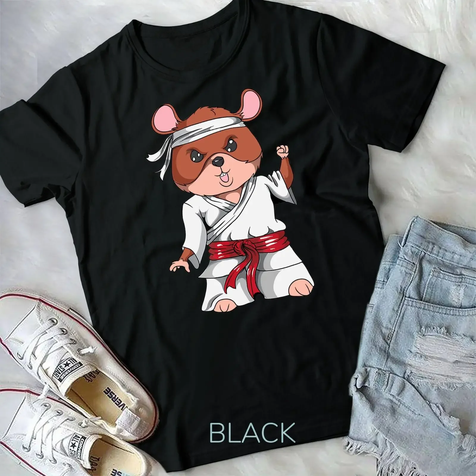 Karate Hamster Kickboxen Kampfsport Jiu Jitsu Fan Kung Fu T Shirt vintage Washed homme Breathable fashion Stretched