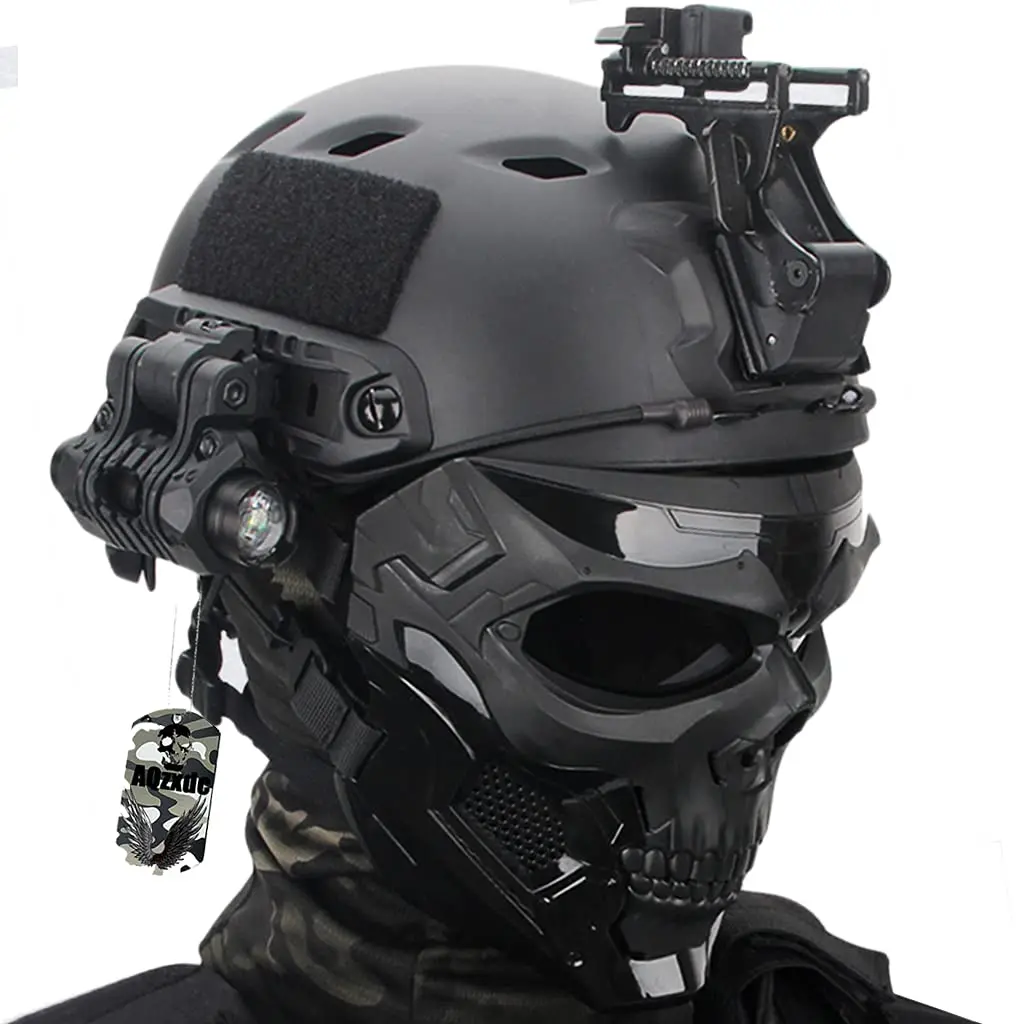 Casco táctico rápido con protector facial calavera – Montura NVG