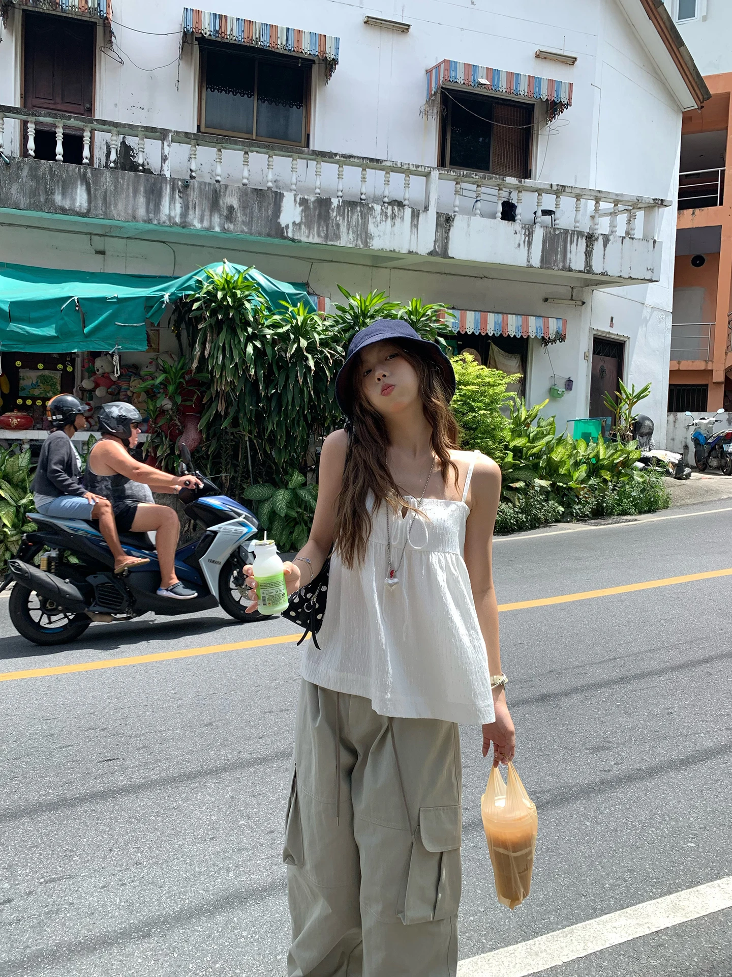 

Женский повседневный свободный жилет Huanghuangjia, лето 2025, для пляжного отдыха, однотонный, с бретельками