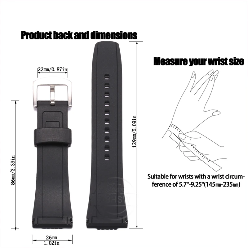 26mm Silicone Watchband Suitable For Seiko SPC007 SRH006 Men's Strap Waterproof Wristband Replacement Pin Buckle Bracelet