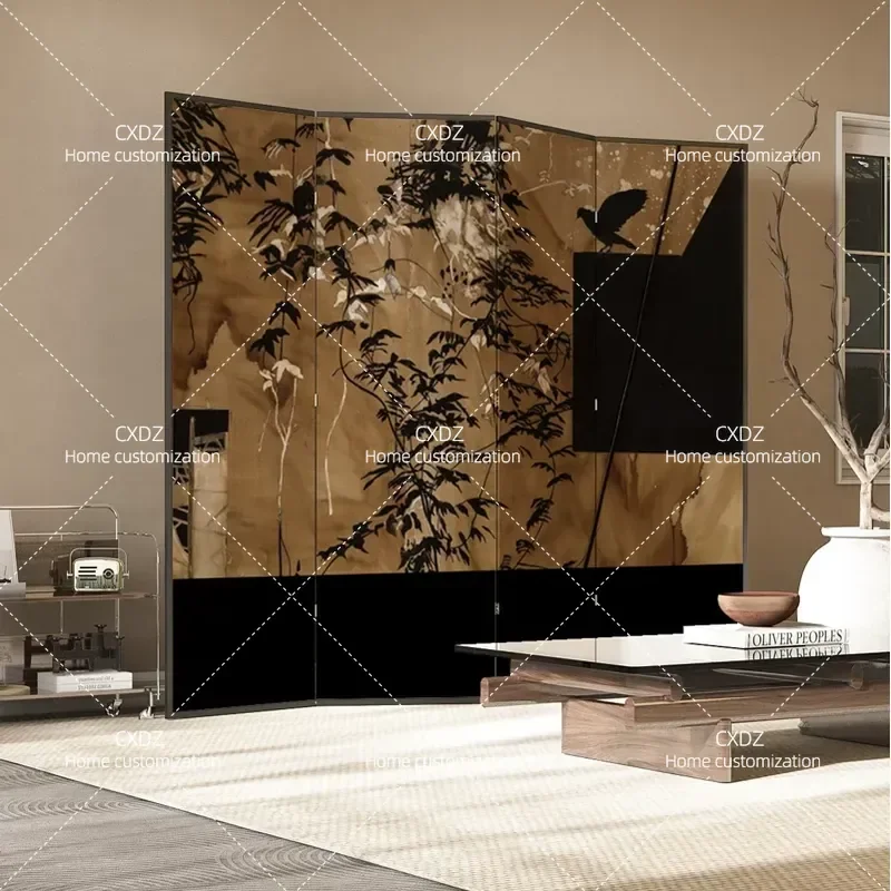 Medieval Nanyang Style Solid Wood Simple Screen Partition for Entrance Bedroom Living Room Sofa Background Wall Divider
