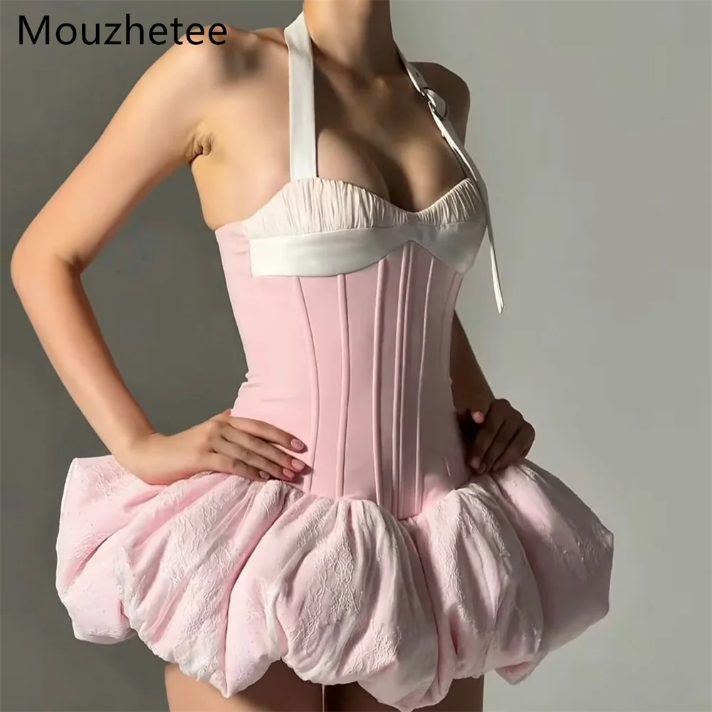 

Mouzhetee Elegant A-Line Pink Lace Mini Dresses Formal Party Gowns for Women Sexy SleevelessProm Gown Customize 2025