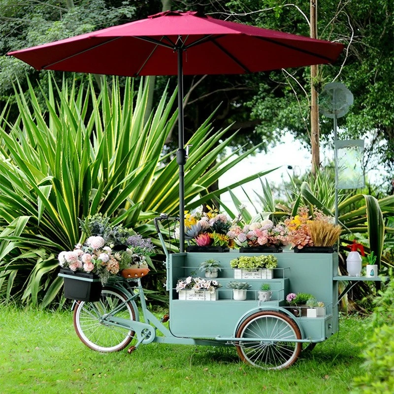 Flower shop Outdoor flowers Floral display Movable placement car Creative market Night market Stall selling car