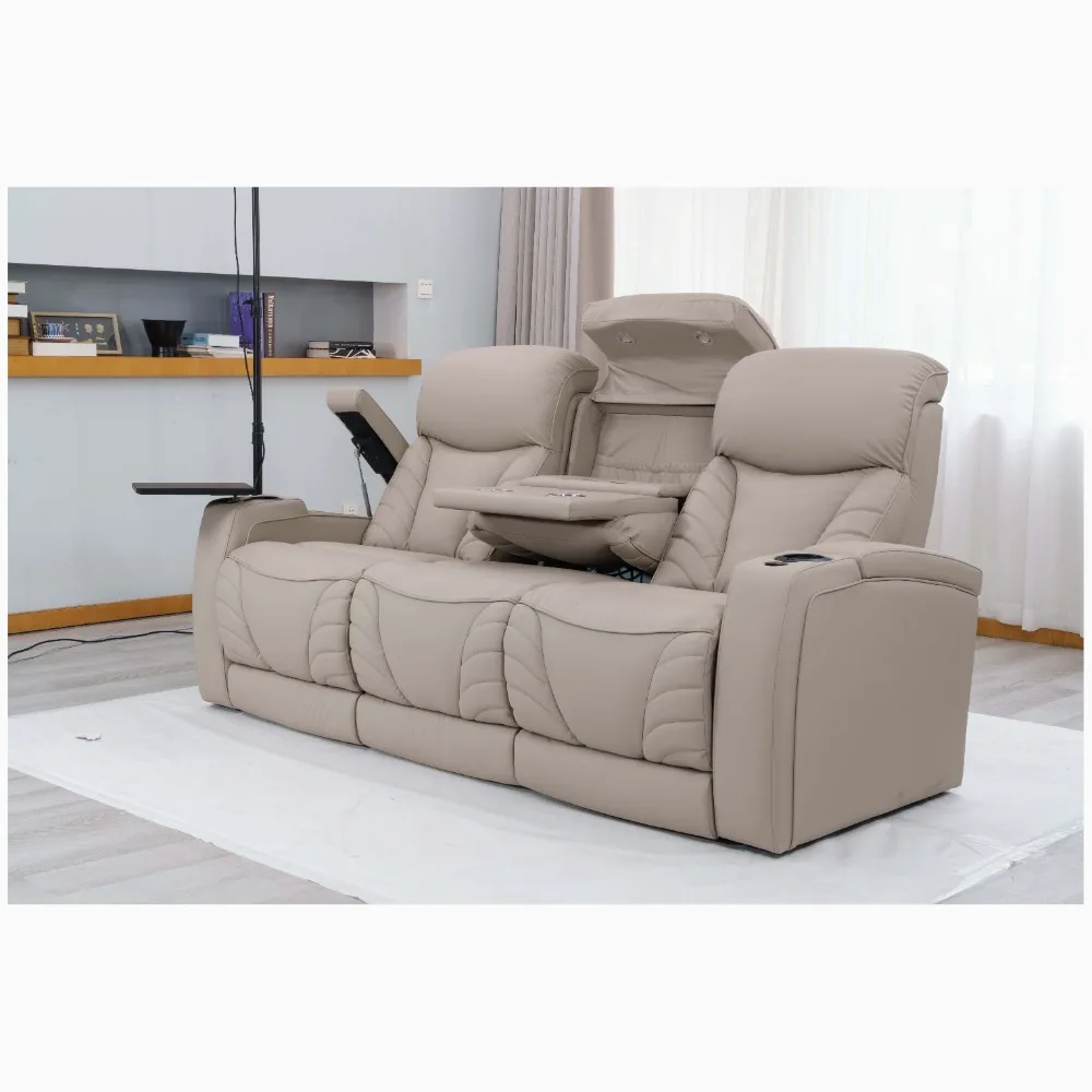 Lounge Suite Animal Real Leather Living Room Sofa Set Furniture Inclinable Electric Recliner Chair