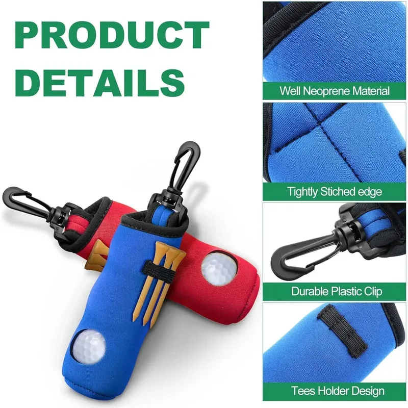 2PCS Golf Waist Bag Diving Material, Golf Bag With Hooks, Four-Color Portable Storage Bag, Golf Ball Protection Bag.