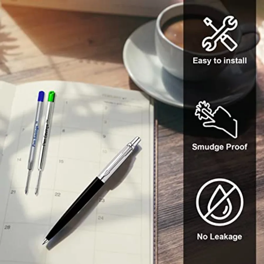 5 Pack, Gel Pen Refills Compatible with Parker Ballpoint Pens, .7mm, Smooth Writing, Frictionless Flow Bulk Packed view 2