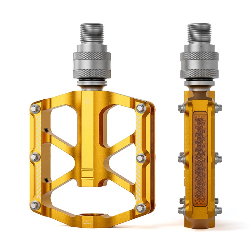 1 Pair Reflective Bike Pedal 3 Bearings Non-Slip Pedals Alloy Flat Folding Bicycle Pedals For Brompton Folding Bike Replace Part