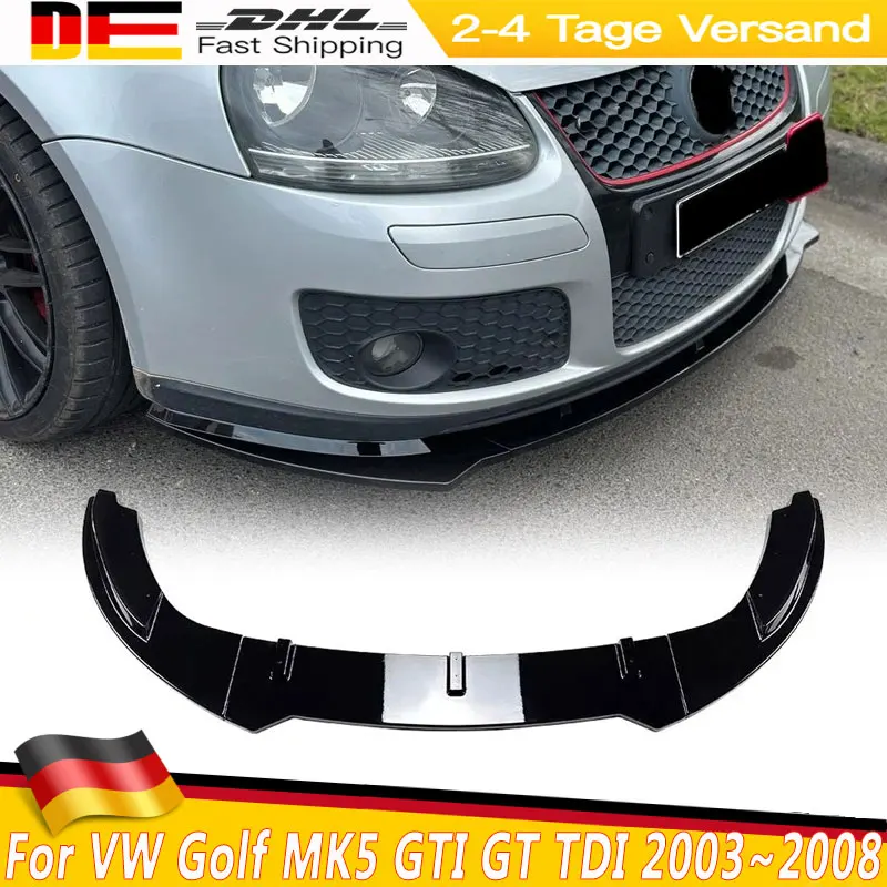 Glänzend schwarzer Frontspoiler für VW Golf 5 MK5 GTI GT TDI 2003~2009 Frontsplitter Spoiler Bodykit Unterer Stoßfängerschutz