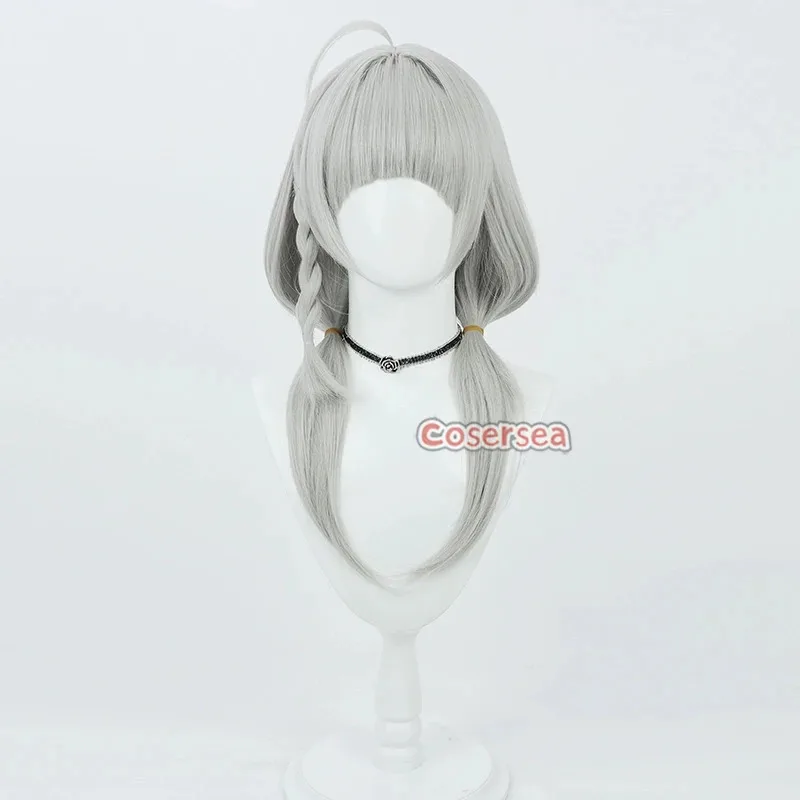 Cosersea Murasaki Shion Парики для косплея Виртуальный YouTuber Murasaki Shion 52 см Длинный серебристо-серый парик Cos Синтетические волосы термостойкие