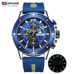 BORUSE Fashion Men Sport Quartz Watches Man Business Luxury Wristwatches Chronograph Waterproof Casual Clock Luminous Clock