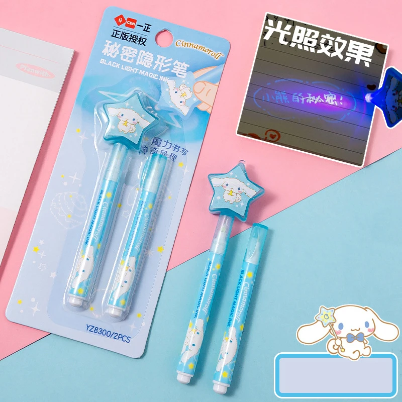 Sanrio Cinnamoroll Kuromi My Melody Hello Kitty Cute Cartoon Anime With Lights Highlighter Pen Invisible Writing Gift for Friend