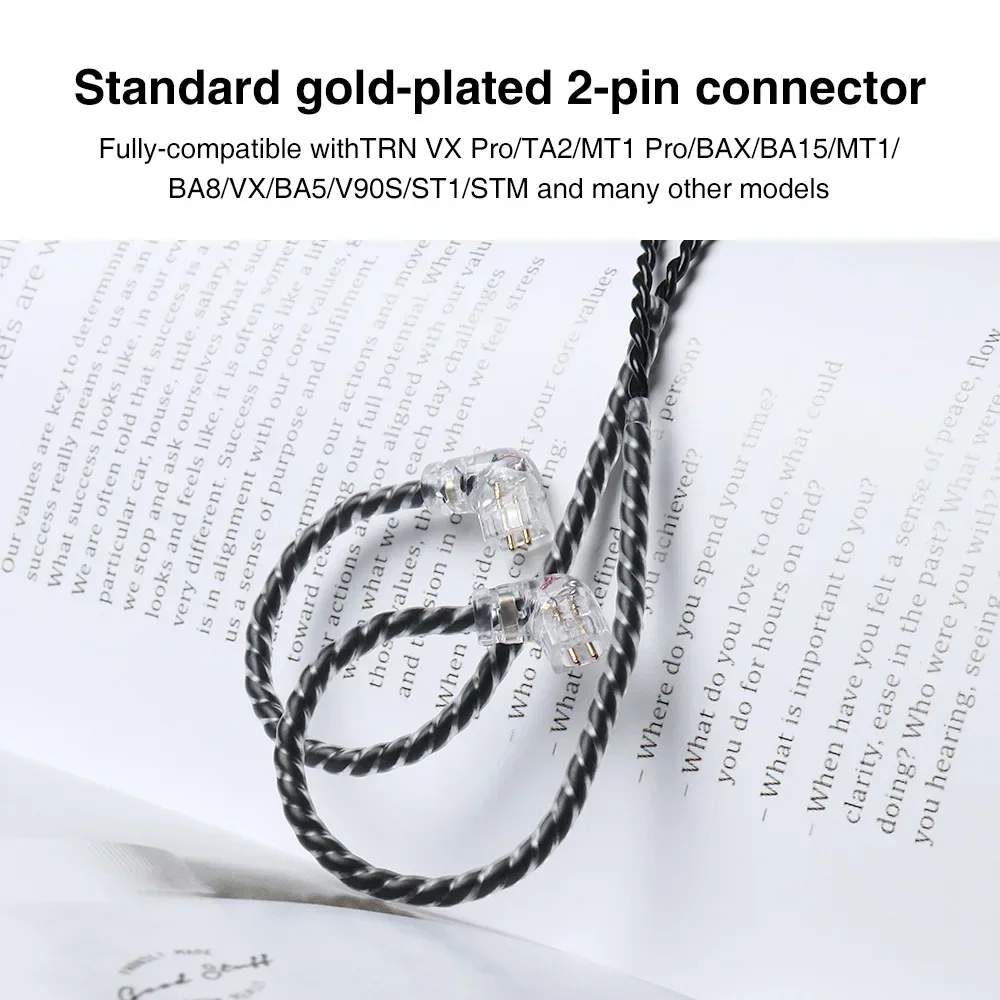 كابل سماعات أذن من النوع C مطلي بالفضة مع TRN VX Pro/TA2/MT1 Pro/BAX/BA15/MT1/BA8/VX/BA5/N90S/ST1/STM إلخ