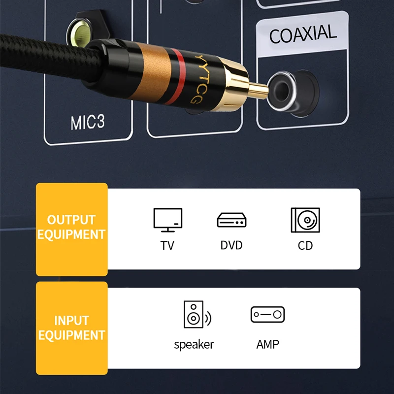Kabel audio HiFi cyfrowy koncentryczny 75Ω Hi-End stereo audio RCA do RCA męski SPDIF koncentryczny do DVD projektora TV głośnika — zdjęcie produktu 4