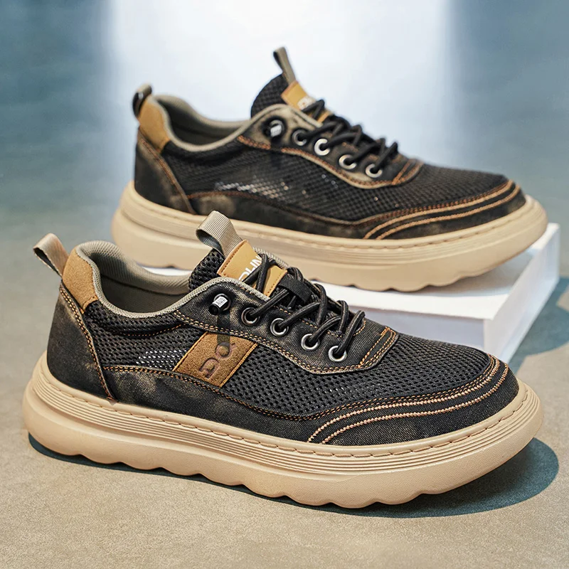 

Men's Summer 2026 Casual Sports Shoes Breathable Mesh Retro Slip-On Thick Bottom Anti-Slip Trendy Shoes British Style