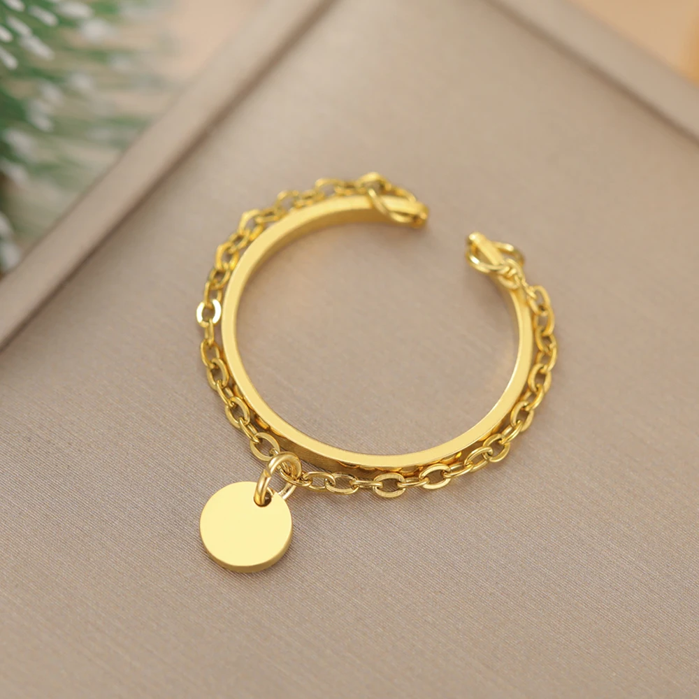 Dawapara Vintage Stern Kette Quaste Verstellbarer Ring Hexagramm Pentagramm Kreuz Charm Edelstahl Damen Schmuck – Detail 14