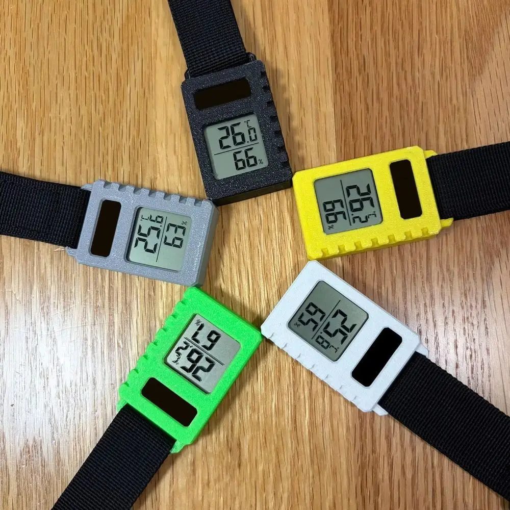 Rechargeable Solar Thermometer Hygrometer Ultra Light Digital Screen Temp Humidity Monitor Sturdy Hook Compact Size