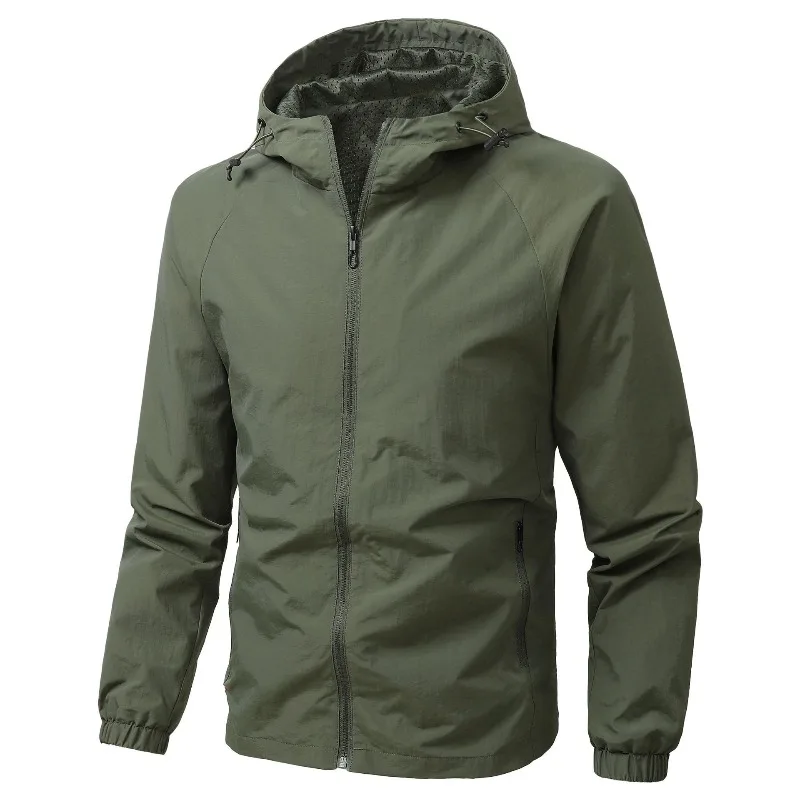 Spring Jacket Men's Jacket Thin Hooded Tooling Versatile Casual Waterproof Windproof Outdoor Casual Men's Clothing