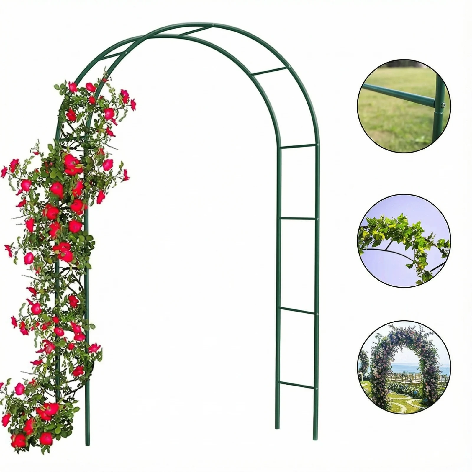 Arche de jardin en métal de 2,4 m, treillis pour plantes et fleurs, idéal pour la cour, la pelouse, le patio, la cour et les décorations de mariage