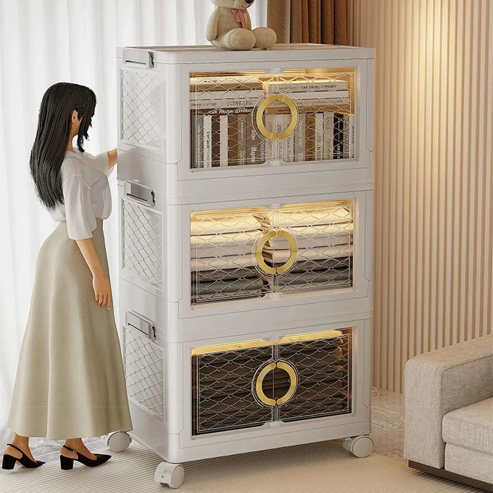 5Tiers Installation-free Storage Cabinet Locker Household Plastic Light Luxury Snack Cabinet Baby Children's Clothes Toy Locker