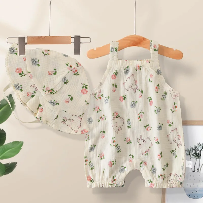 Barboteuse d\'été en mousseline pour nouveau-né, ensemble de vêtements pour bébé, grenouillère pour tout-petits, combinaison pour enfants, tenue pour