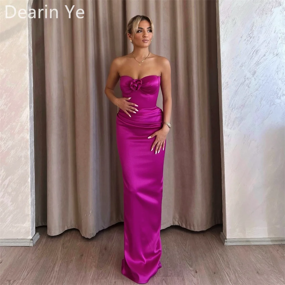 

Customized Dress Dearin Strapless Column Floor Length Skirts 3D Rose Flower Bespoke Occasion Dresses Saudi Arabia