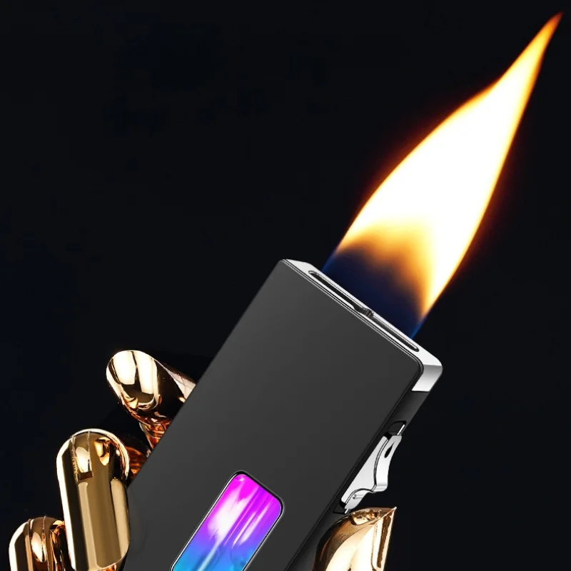 

Newest Windproof Open Flame Shake Gravity Sensing Metal Lighter Smoke Butane Inflatable Cigarette Lighters & Smoking Accessories
