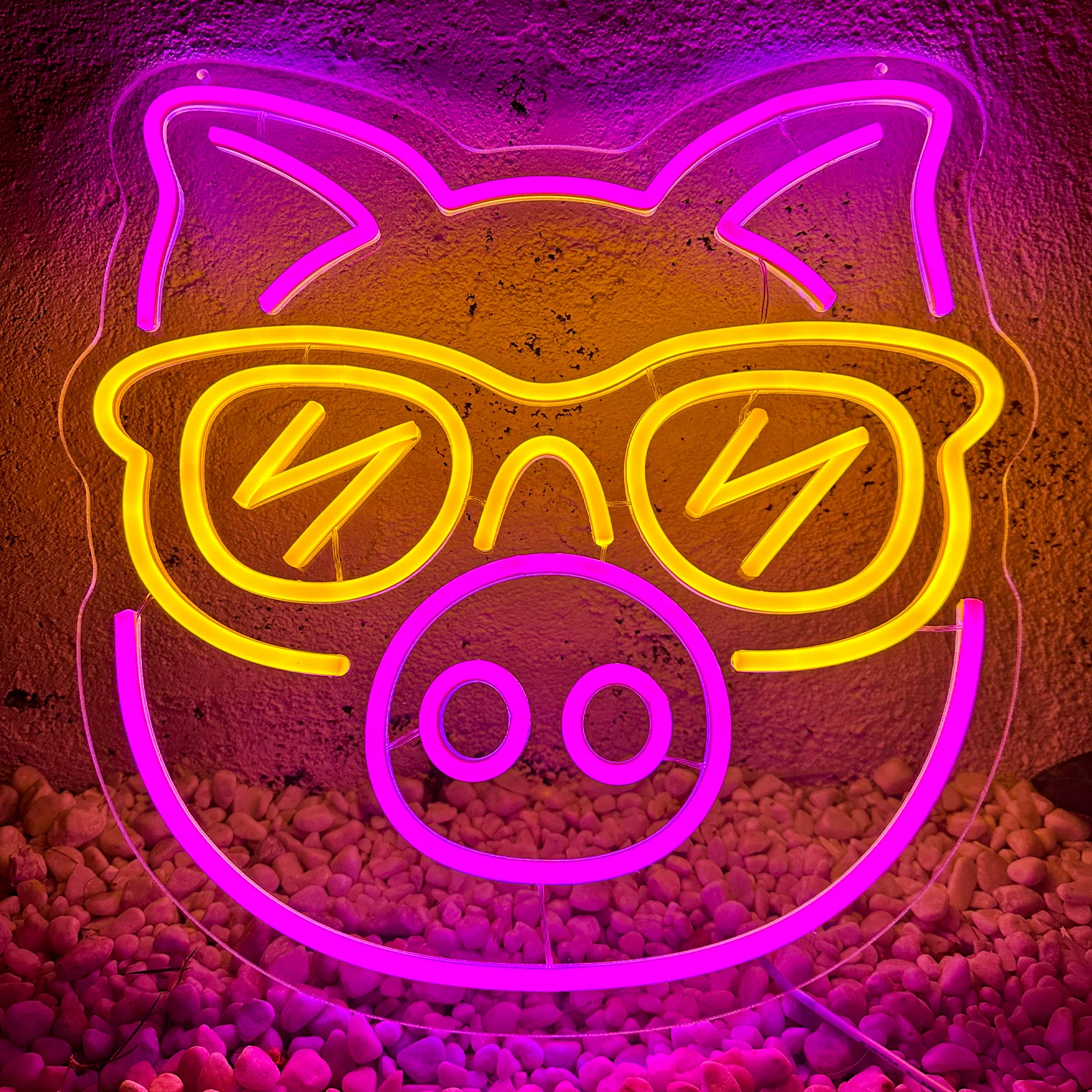 Cool Pig Neon LED Sign, Animal Birthday Gift, Bedroom Decor, btGift, Wall Night Glow Lighting, Hommes et Femmes, Diversification Personality Lights